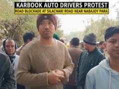 Road Block at Silachari Road via Karbook–Amarpur Karbook auto drivers protest and road blockade at Silachari Road near Nabajoy Para