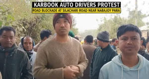 Road Block at Silachari Road via Karbook–Amarpur Karbook auto drivers protest and road blockade at Silachari Road near Nabajoy Para