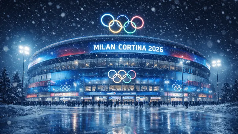 Exterior night arena shot