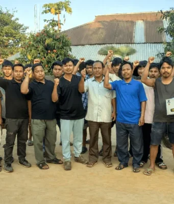 Sports items distribution youths in Three Village Committees Sports items distribution youths