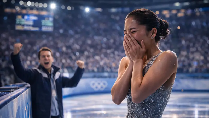 Victory Celebration After Free Skate Performance