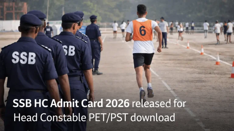 SSB HC Admit Card 2026 Released for February 9 PET/PST