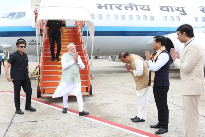 PM Narendra Modi Arrives in Silchar, Launches ₹23,000 Crore Development Projects for Barak Valley PM Narendra Modi Silchar visit (1)