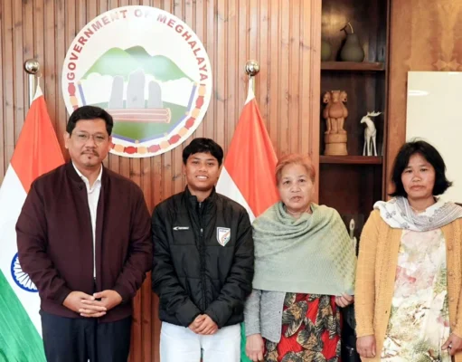 Sanfida Nongrum Meghalaya football Makes History, Meets CM Conrad Sangma Sanfida Nongrum Meghalaya football