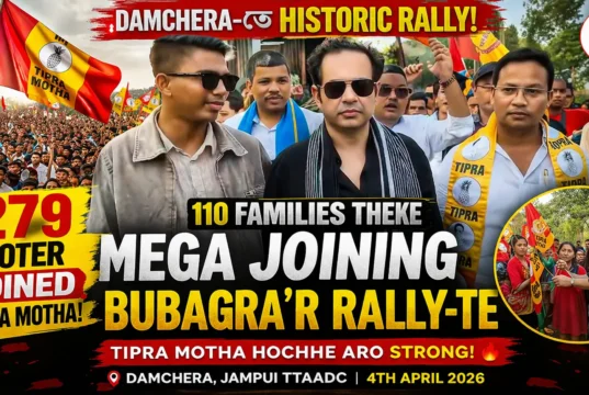 TIPRA Motha Rally in Damchera: 279 Voters Join TIPRA Motha rally Damchera